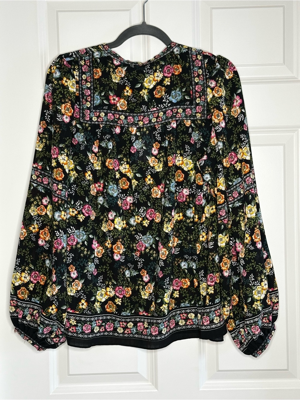 Rose & Olive Black Floral Boho Tunic Peasant Blouse - Picture 3 of 10